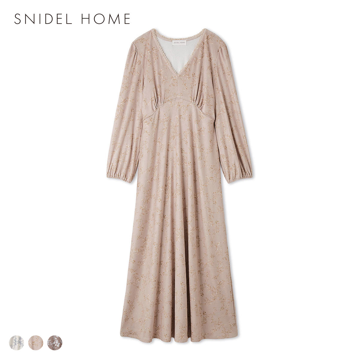 スナイデルホーム シルキーフリースワンピース パジャマ ルームウェア SNIDEL HOME(PB-ピンクベージュ-Free)