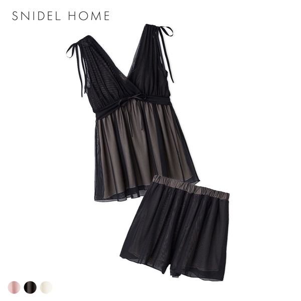 スナイデルホーム ナイトブラ付きチュールチュニックセットアップ カップイン カップ付き パジャマ ルームウェア SNIDEL HOME