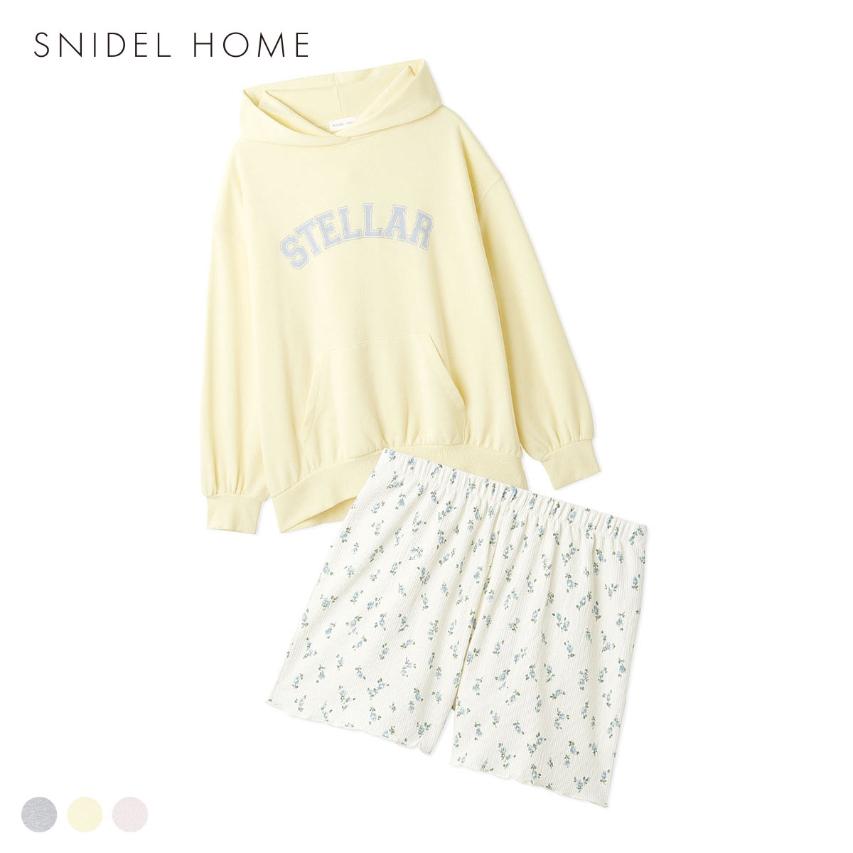 スナイデルホーム スウェット×ショートパンツセット パジャマ ルームウェア 上下セット セットアップ SNIDEL HOME(YE-イエロー-Free)