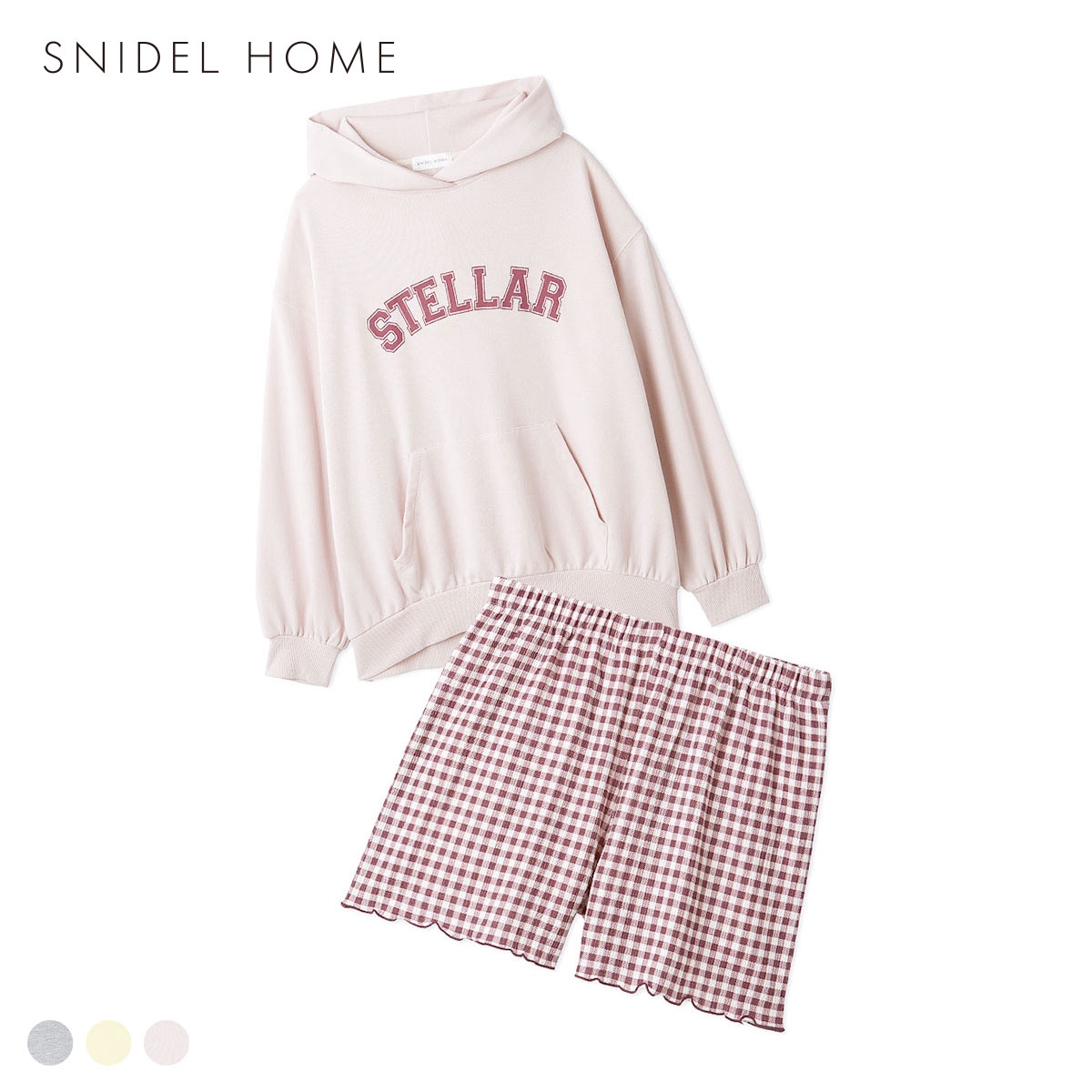 スナイデルホーム スウェット×ショートパンツセット パジャマ ルームウェア 上下セット セットアップ SNIDEL HOME(LPI-薄ピンク-Free)