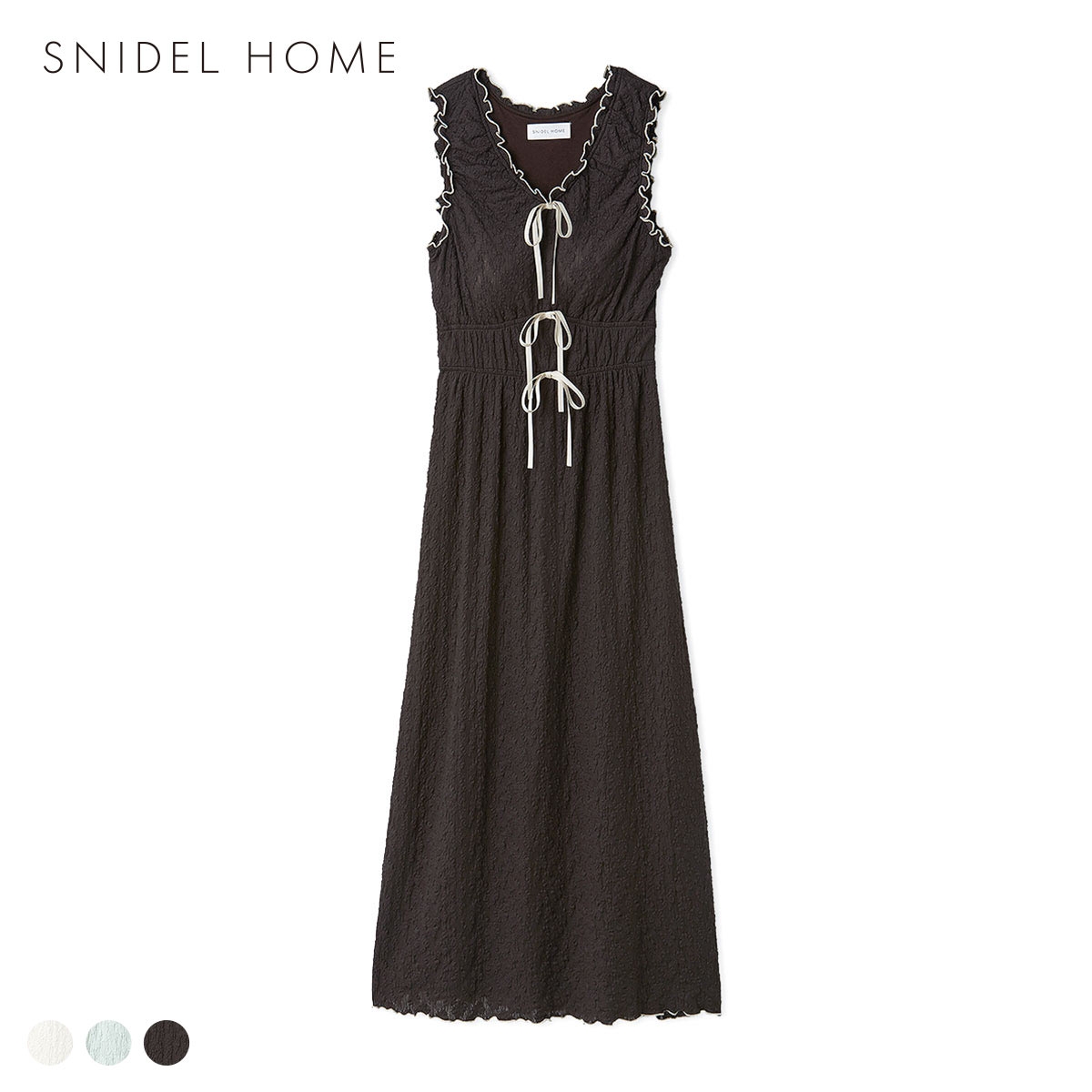 スナイデルホーム カットレースワンピース パッド付き カップイン パジャマ ルームウェア SNIDEL HOME(BR-ブラウン-Free)