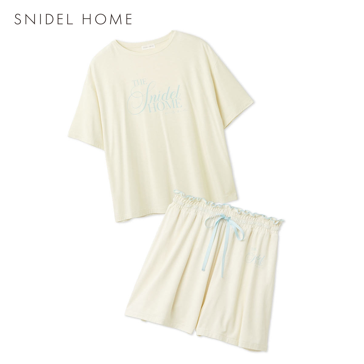 スナイデルホーム 接触冷感 ロゴTシャツセットアップ 上下セット パジャマ ルームウェア SNIDEL HOME(YE-イエロー-Free)