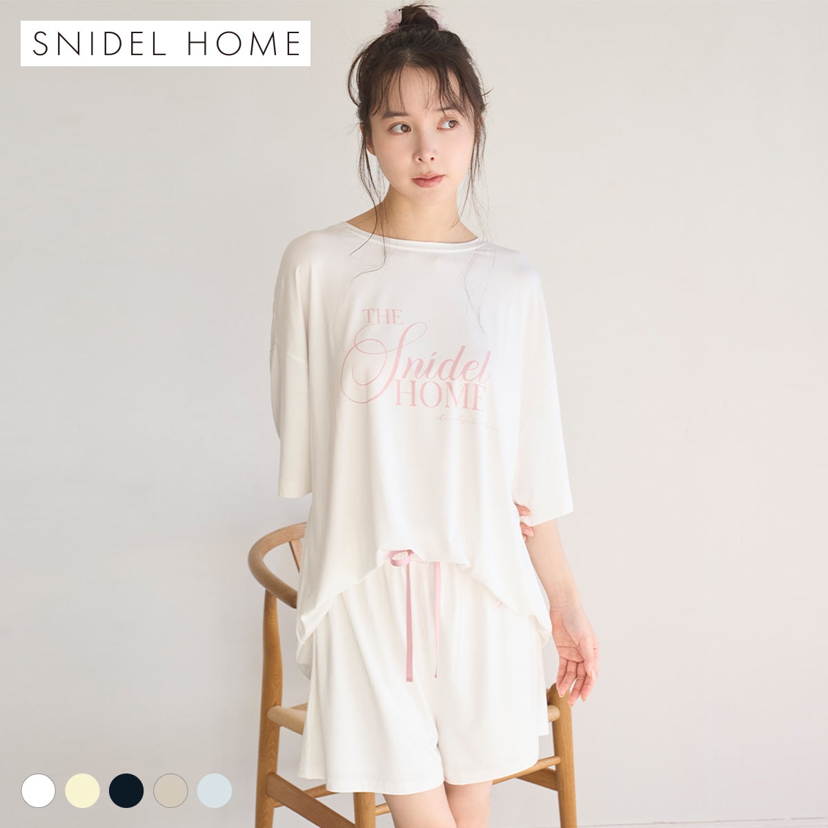 SNODEL  スナイデルホーム　ルームウェアセットアップ スナイデルホーム 接触冷感 ロゴTシャツセットアップ 上下セット