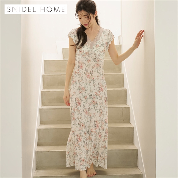 スナイデルホーム プリントカップインカットワンピース パッド付き カップイン パジャマ ルームウェア SNIDEL HOME