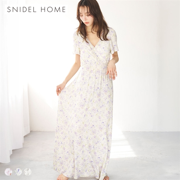 スナイデルホーム 接触冷感 カットカシュクールワンピース カップイン パッド付き パジャマ ルームウェア SNIDEL HOME