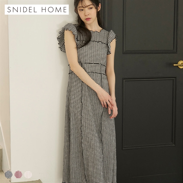 スナイデルホーム ギンガムメローワンピース パジャマ ルームウェア SNIDEL HOME