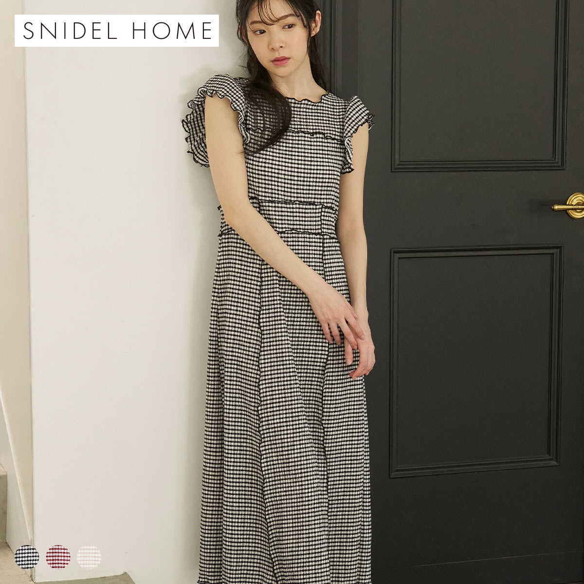 スナイデルホーム ギンガムメローワンピース パジャマ ルームウェア SNIDEL HOME