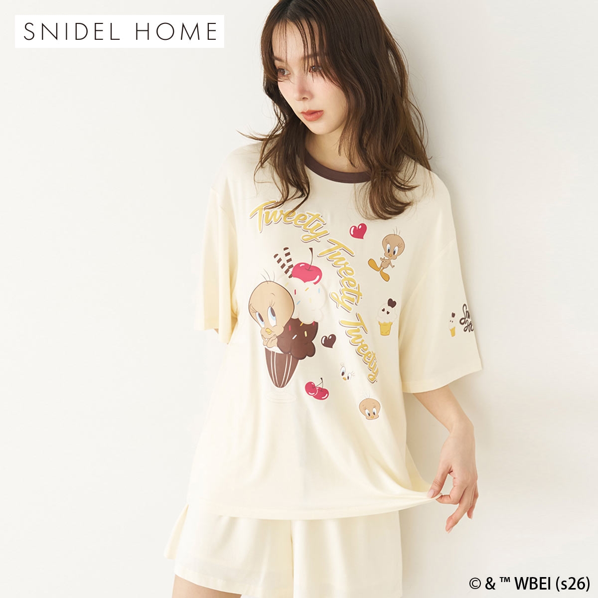スナイデルホーム Tweety 接触冷感 カットセットアップ ルームウェア パジャマ SNIDEL HOME(YE-イエロー-Free)