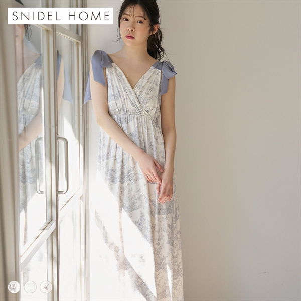 スナイデルホーム Moilis 肩リボンワンピース カップイン カップ付き パッド付き パジャマ ルームウェア SNIDEL HOME