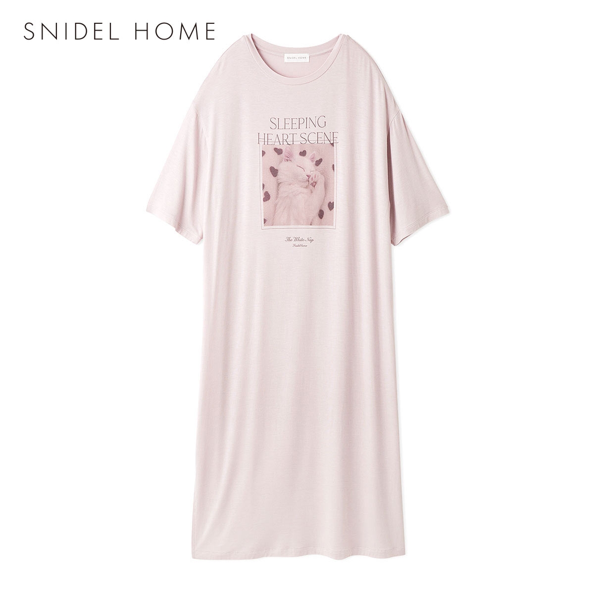 スナイデルホーム 接触冷感 ネコTシャツワンピース パジャマ ルームウェア SNIDEL HOME(PI-ピンク-Free)