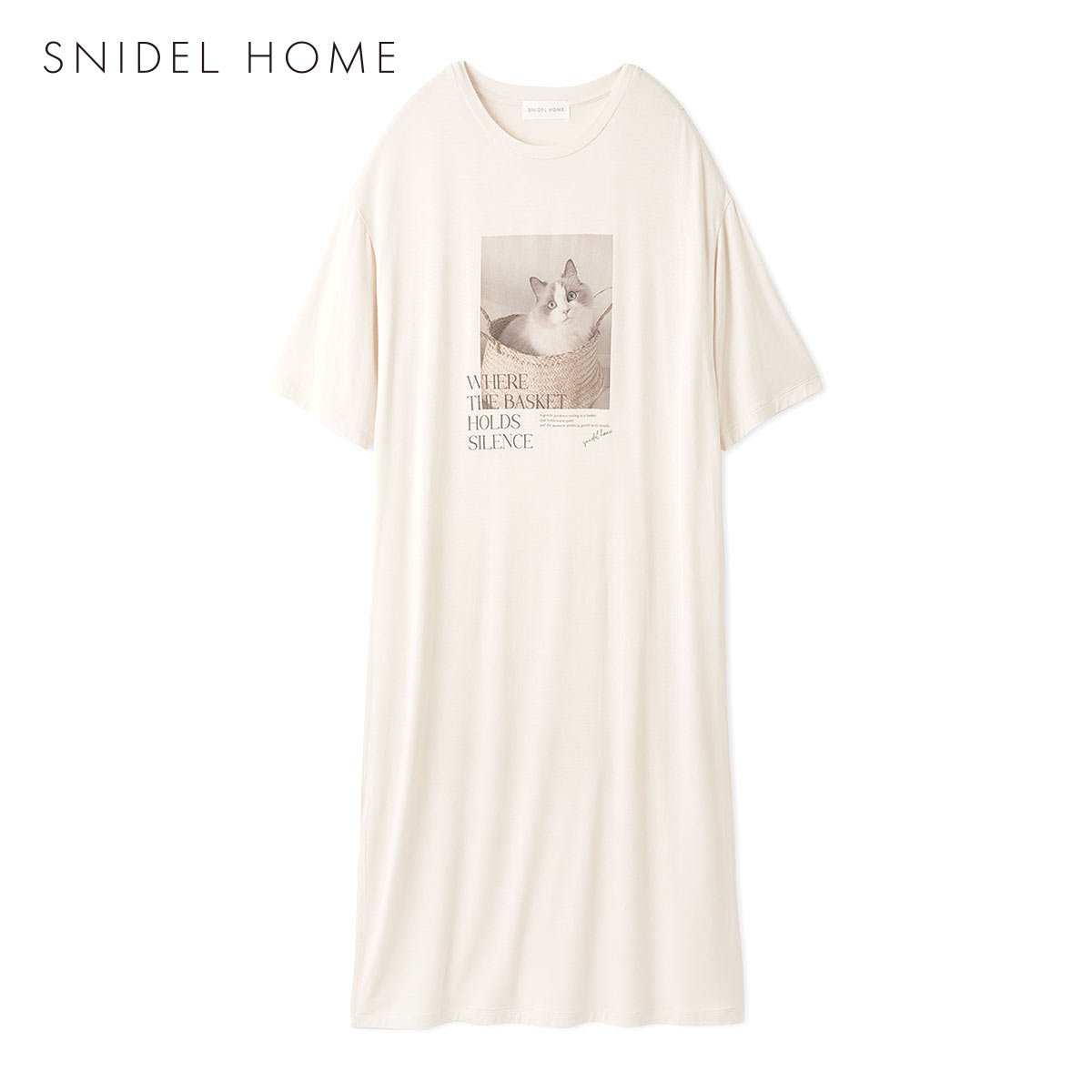 スナイデルホーム 接触冷感 ネコTシャツワンピース パジャマ ルームウェア SNIDEL HOME(IV-アイボリー-Free)