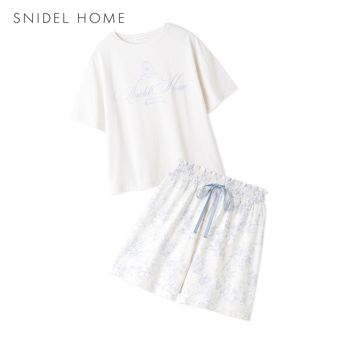 スナイデルホーム ICEDFABRIC+R エンブレムTシャツセットアップ ルームウェア パジャマ SNIDEL HOME(IV-アイボリー-Free)