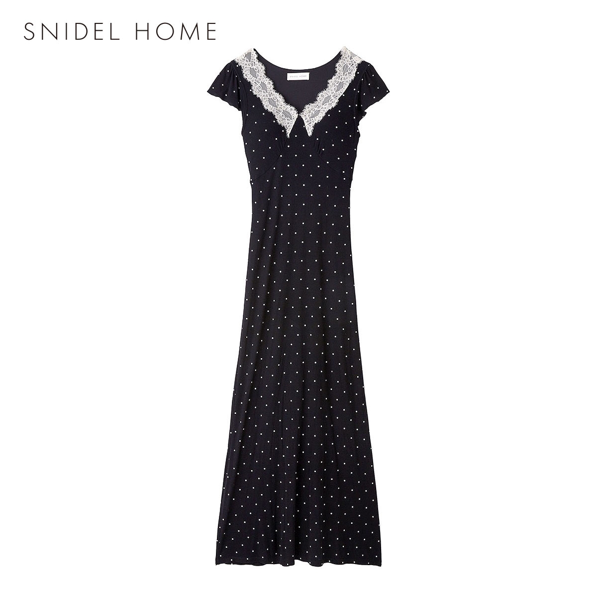 スナイデルホーム モダールテレコレースワンピース パッド付き カップイン パジャマ ルームウェア SNIDEL HOME(BK-ブラック-Free)