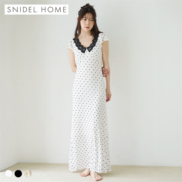 スナイデルホーム モダールテレコレースワンピース パッド付き カップイン パジャマ ルームウェア SNIDEL HOME