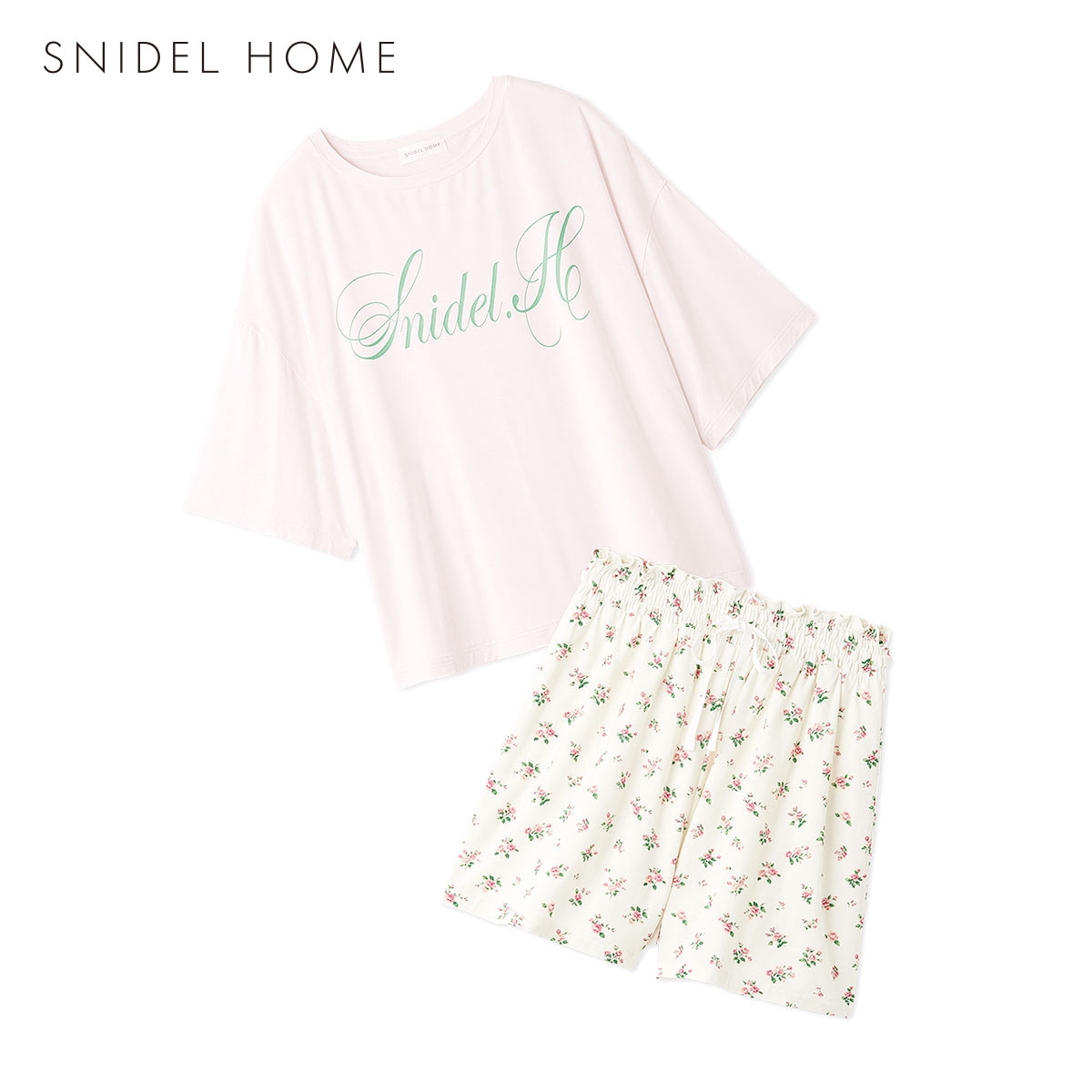 スナイデルホーム 接触冷感 Tシャツセットアップ 上下セット パジャマ ルームウェア SNIDEL HOME(PI-ピンク-Free)