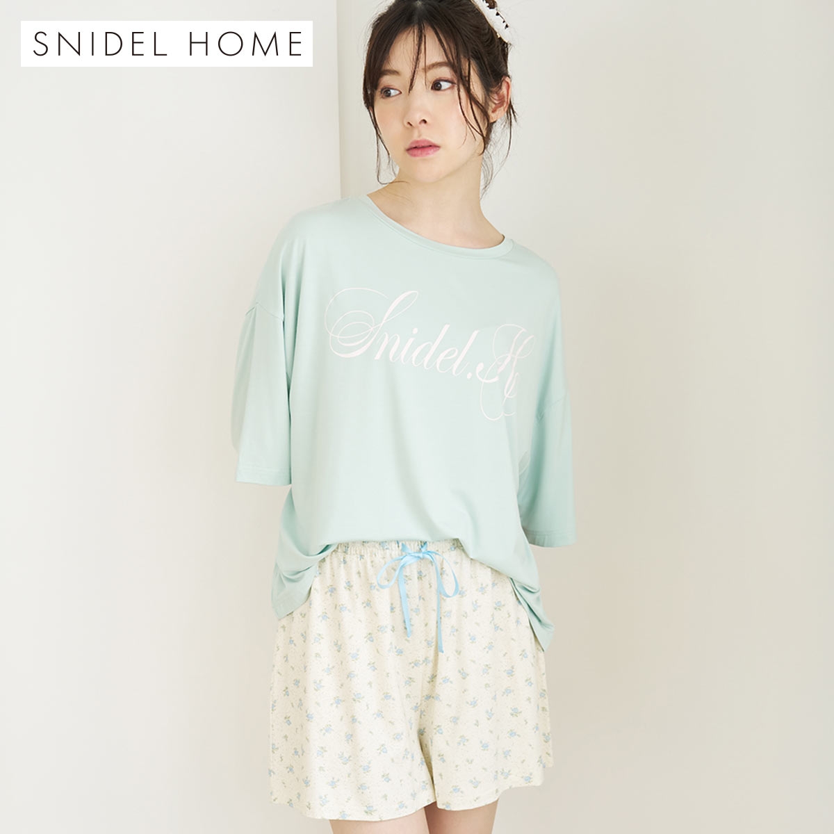 スナイデルホーム 接触冷感 Tシャツセットアップ 上下セット パジャマ ルームウェア SNIDEL HOME(MI-ミント-Free)