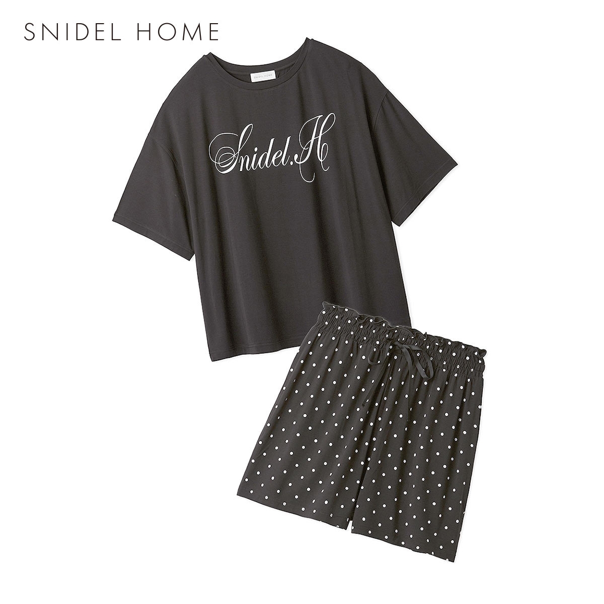 スナイデルホーム 接触冷感 Tシャツセットアップ 上下セット パジャマ ルームウェア SNIDEL HOME(BK-ブラック-Free)