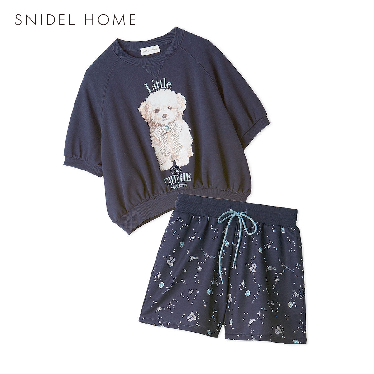 スナイデルホーム DOGスウェットセットアップ パジャマ ルームウェア SNIDEL HOME(NV-ネイビー-Free)