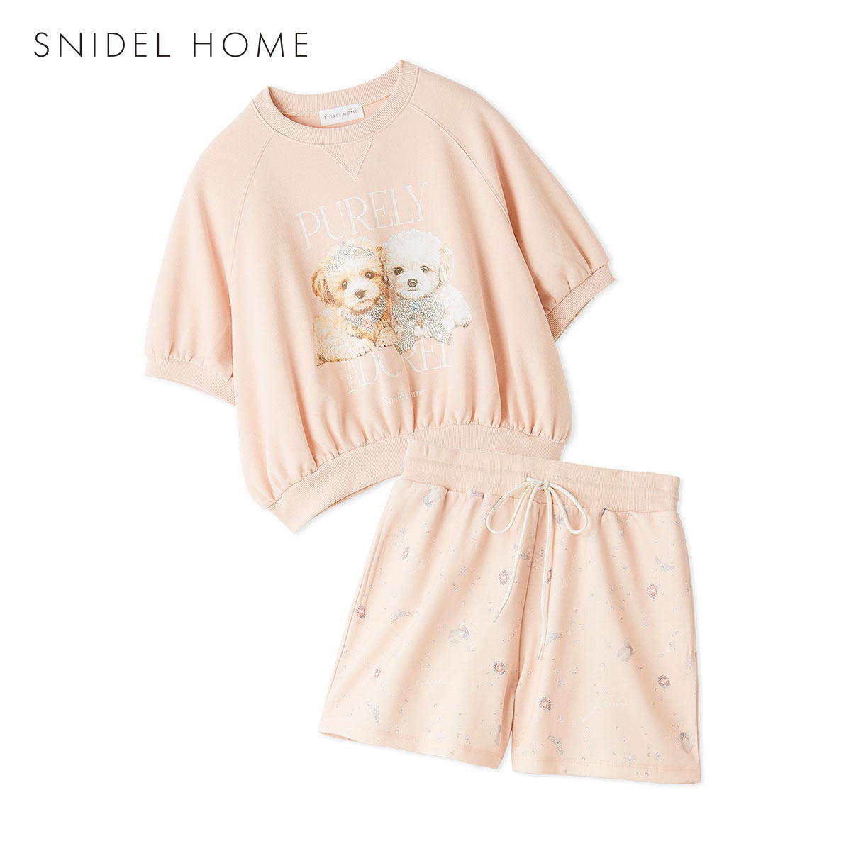 スナイデルホーム DOGスウェットセットアップ パジャマ ルームウェア SNIDEL HOME(PE-ピーチ-Free)