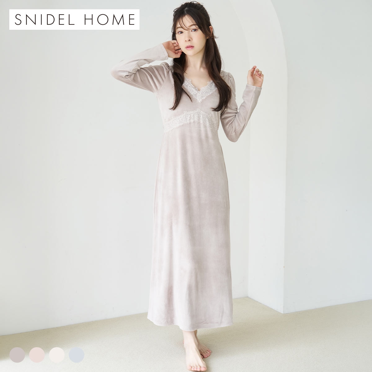 スナイデルホーム イフミック(R) シルキーフリースカップインワンピース カップ付き パッド付き ルームウェア SNIDEL HOME IFMC.