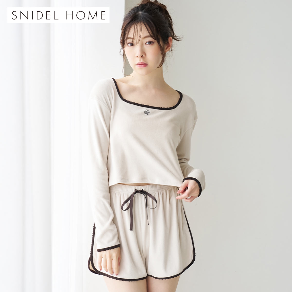 スナイデルホーム イフミック(R) シルキーフリースセットアップ パジャマ ルームウェア SNIDEL HOME(IV-アイボリー-Free)