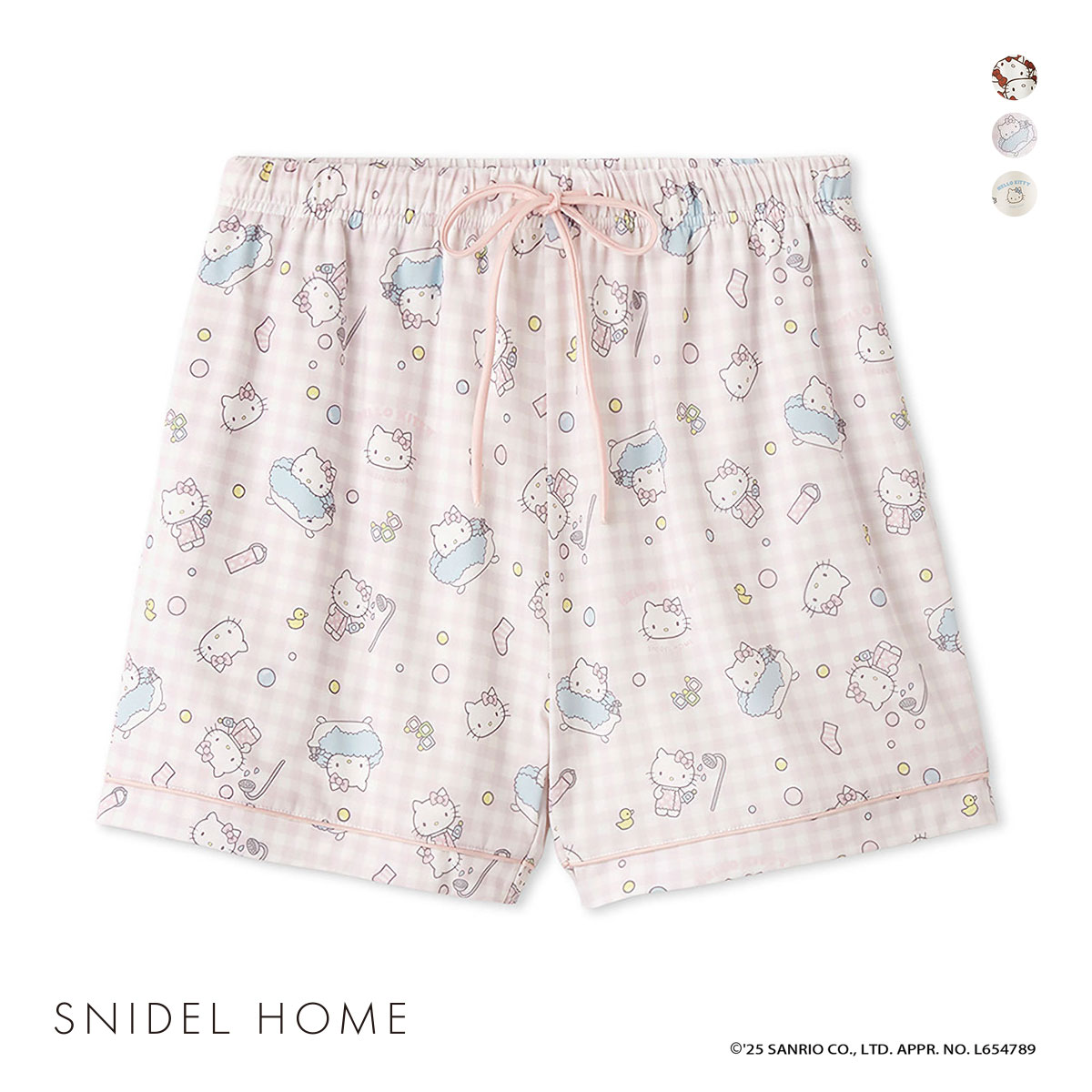 スナイデルホーム ハローキティ 総柄ショートパンツ パジャマ ルームウェア HELLO KITTY SNIDEL HOME(PI-ピンク-Free)