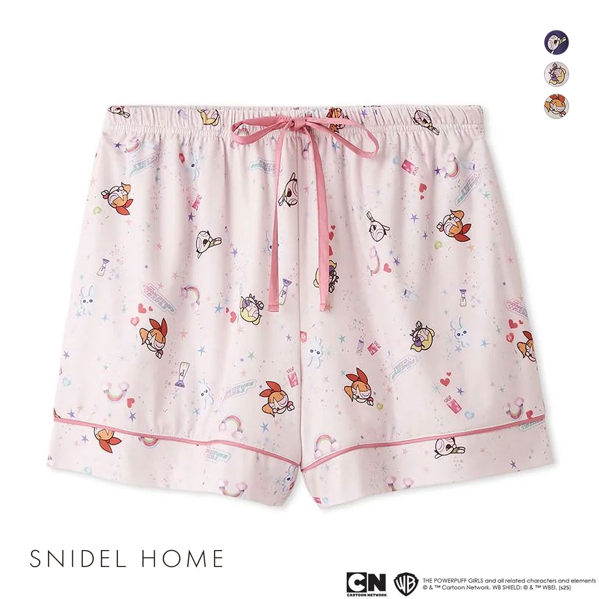 スナイデルホーム パワーパフ ガールズ プリントショートパンツ パジャマ ルームウェア The Powerpuff Girls SNIDEL HOME(LPI-薄ピンク-Free)