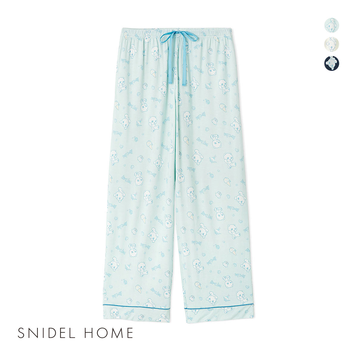 スナイデルホーム icy baby 接触冷感 総柄ロングパンツ パジャマ ルームウェア SNIDEL HOME(LBU-薄ブルー-Free)