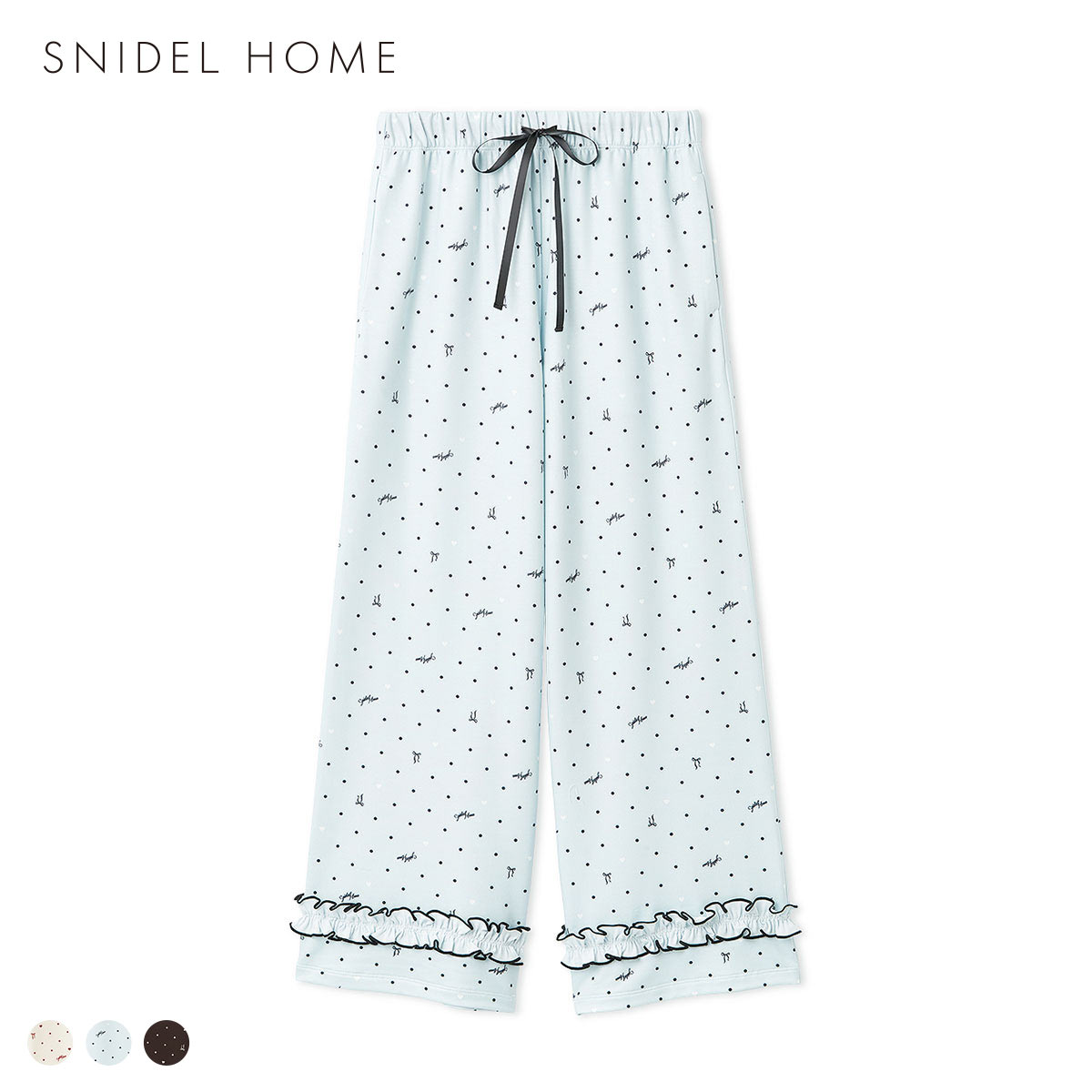 スナイデルホーム ハートドット柄ロングパンツ パジャマ ルームウェア SNIDEL HOME Valentine バレンタイン(LBU-薄ブルー-Free)