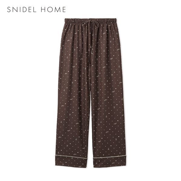 スナイデルホーム メンズ ドット柄ロングパンツ パジャマ ルームウェア SNIDEL HOME Valentine バレンタイン(BR-ブラウン-Free)
