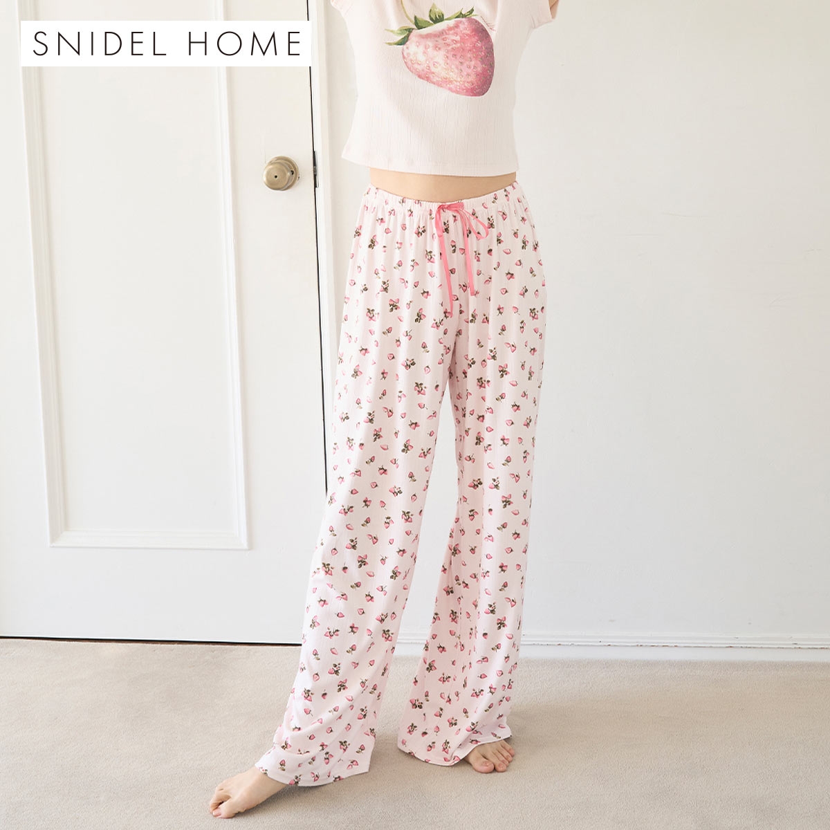 スナイデルホーム ストロベリーアイレットロングパンツ パジャマ ルームウェア SNIDEL HOME(PI-ピンク-Free)