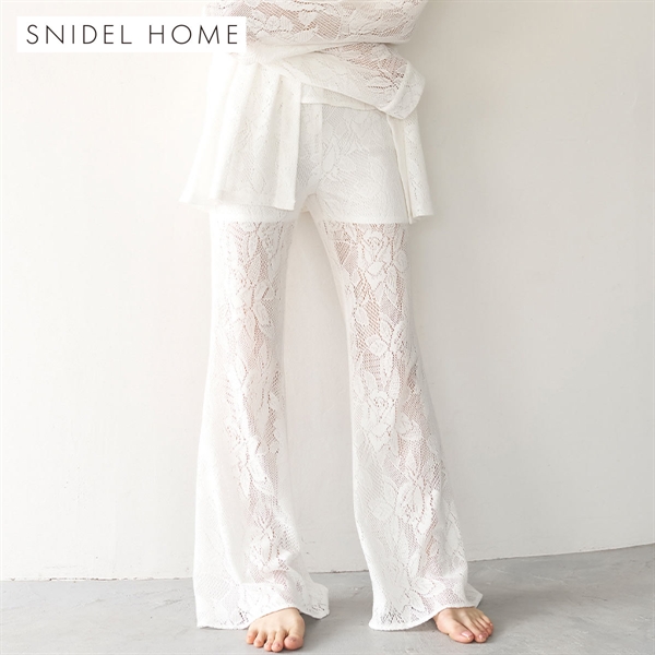スナイデルホーム カーテンレースフレアパンツ パジャマ ルームウェア SNIDEL HOME