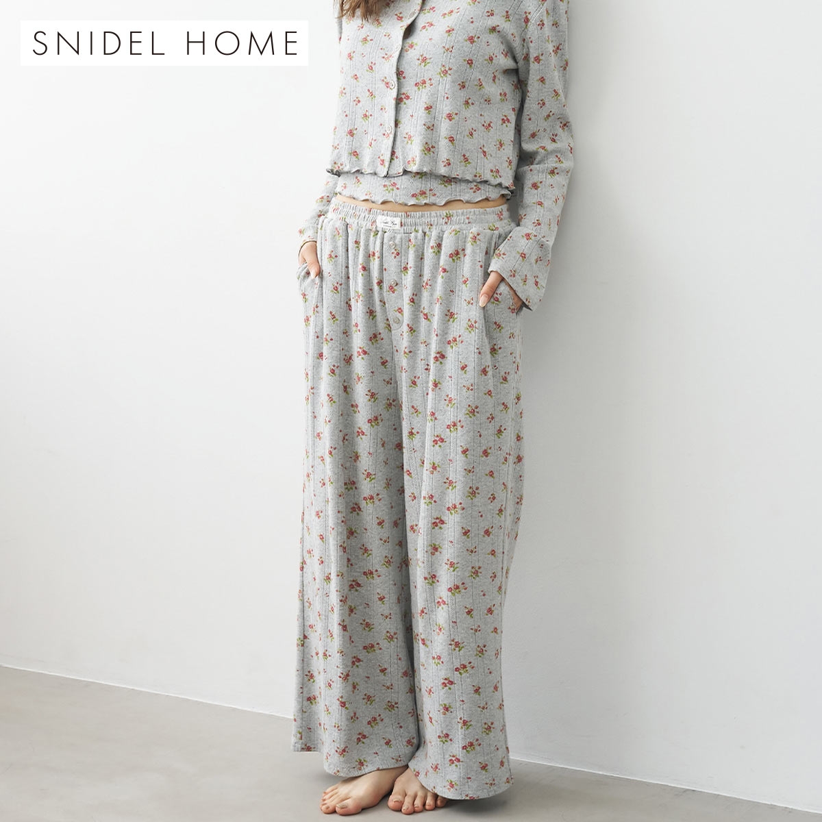 スナイデルホーム ポインテールプリントロングパンツ パジャマ ルームウェア SNIDEL HOME(GY-グレー-Free)