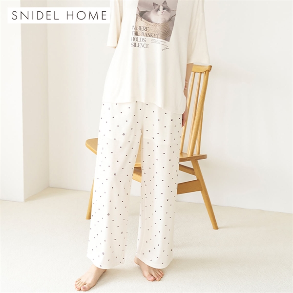 スナイデルホーム 接触冷感 肉球ドット柄カットロングパンツ パジャマ ルームウェア SNIDEL HOME