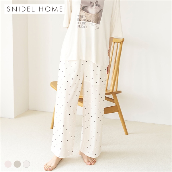 スナイデルホーム 接触冷感 肉球ドット柄カットロングパンツ パジャマ ルームウェア SNIDEL HOME