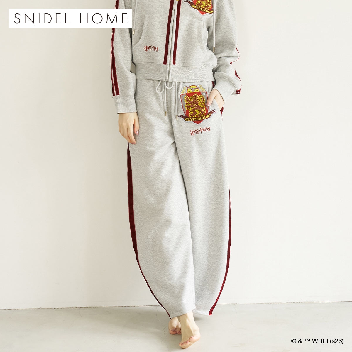 スナイデルホーム ハリー・ポッター ローブデザインスウェットロングパンツ ルームウェア パジャマ SNIDEL HOME Harry Potter(BUR-バーガンディ-Free)