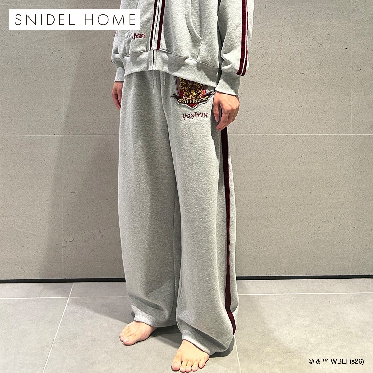 スナイデルホーム メンズ ハリー・ポッター ローブデザインスウェットロングパンツ パジャマ ルームウェア SNIDEL HOME Harry Potter(BUR-バーガンディ-Free)