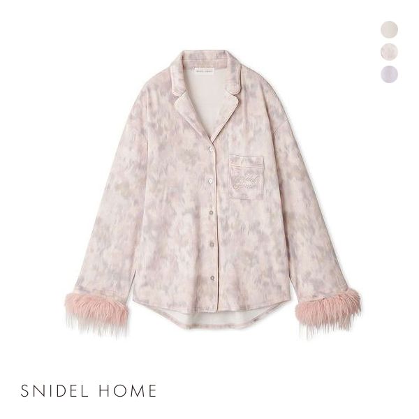 スナイデルホーム シルキーフリース ファーつき開襟シャツ パジャマ ルームウェア SNIDEL HOME SilkyFleece