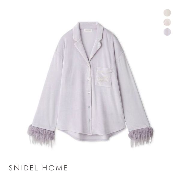 スナイデルホーム シルキーフリース ファーつき開襟シャツ パジャマ ルームウェア SNIDEL HOME SilkyFleece