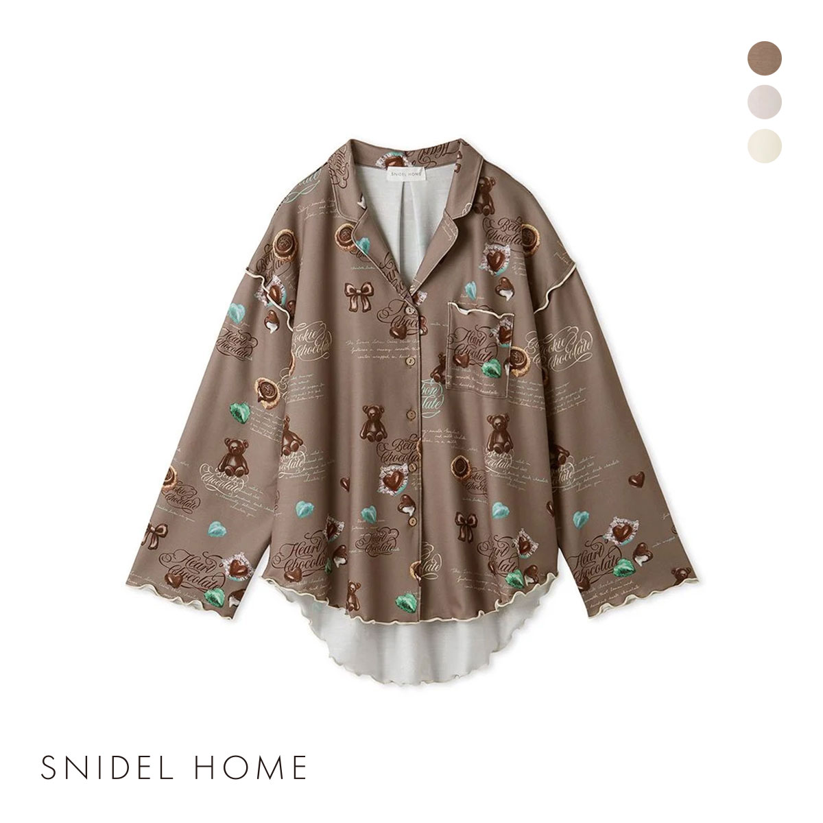 SNIDEL HOME★ルームウェア★週末値下げ!!! スナイデルホーム チョコモチーフ開襟シャツ パジャマ ルーム