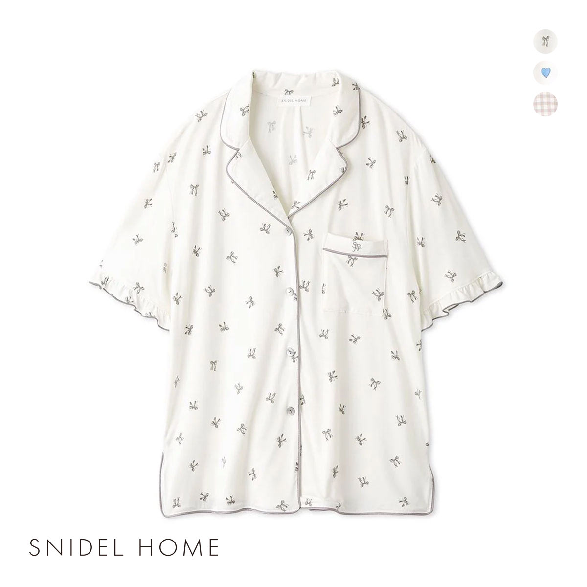 スナイデルホーム バリエ開襟シャツ パジャマ ルームウェア SNIDEL HOME(GY-グレー-Free)