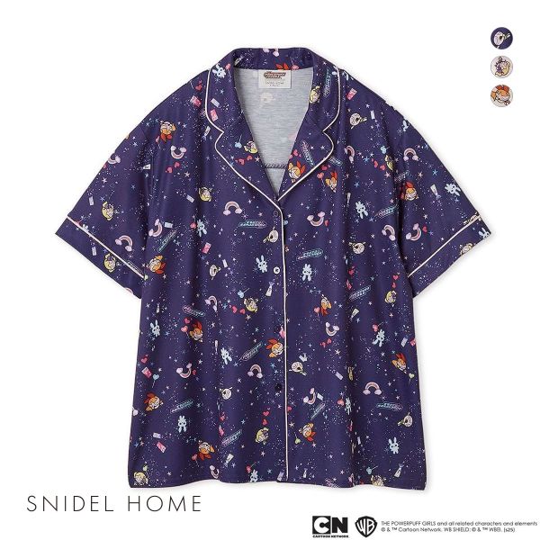 スナイデルホーム パワーパフ ガールズ プリント開襟シャツ パジャマ ルームウェア The Powerpuff Girls SNIDEL HOME