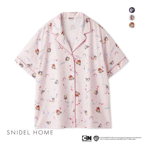 スナイデルホーム パワーパフ ガールズ プリント開襟シャツ パジャマ ルームウェア The Powerpuff Girls SNIDEL HOME