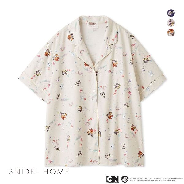 スナイデルホーム パワーパフ ガールズ プリント開襟シャツ パジャマ ルームウェア The Powerpuff Girls SNIDEL HOME