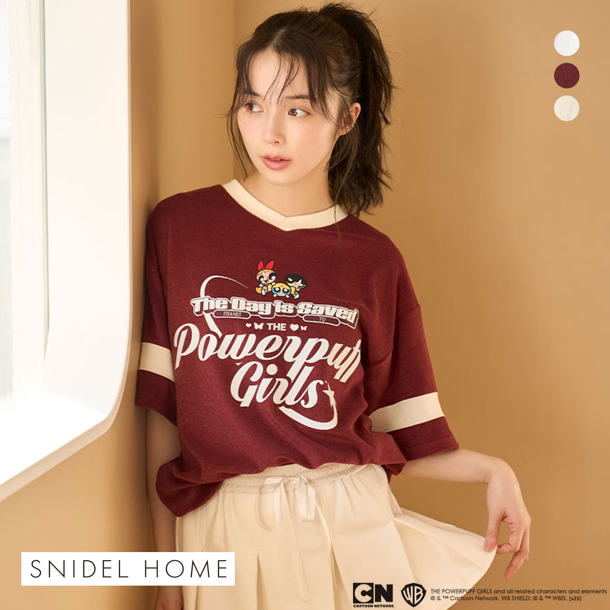 スナイデルホーム パワーパフ ガールズ パイルオーバーシャツ パジャマ ルームウェア The Powerpuff Girls SNIDEL HOME(BR-ブラウン-Free)