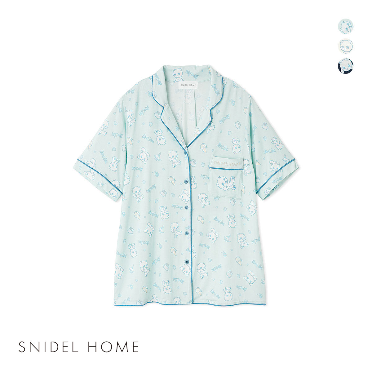 スナイデルホーム icy baby 接触冷感 総柄開襟シャツ パジャマ ルームウェア SNIDEL HOME(LBU-薄ブルー-Free)
