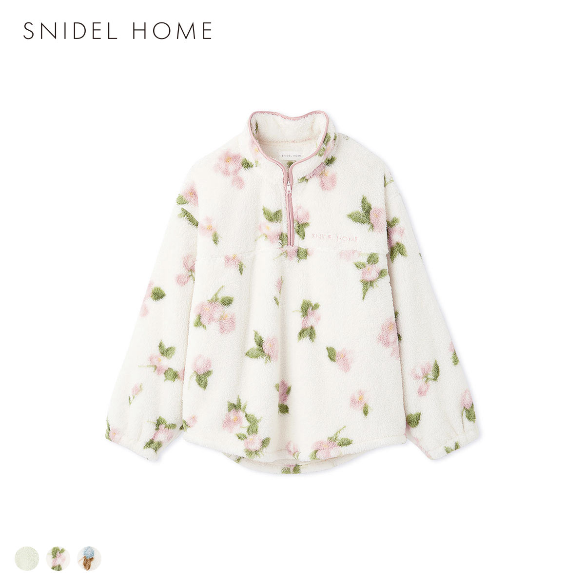 スナイデルホーム ボアフリースハーフジップトップス パジャマ ルームウェア SNIDEL HOME(PI-ピンク-Free)