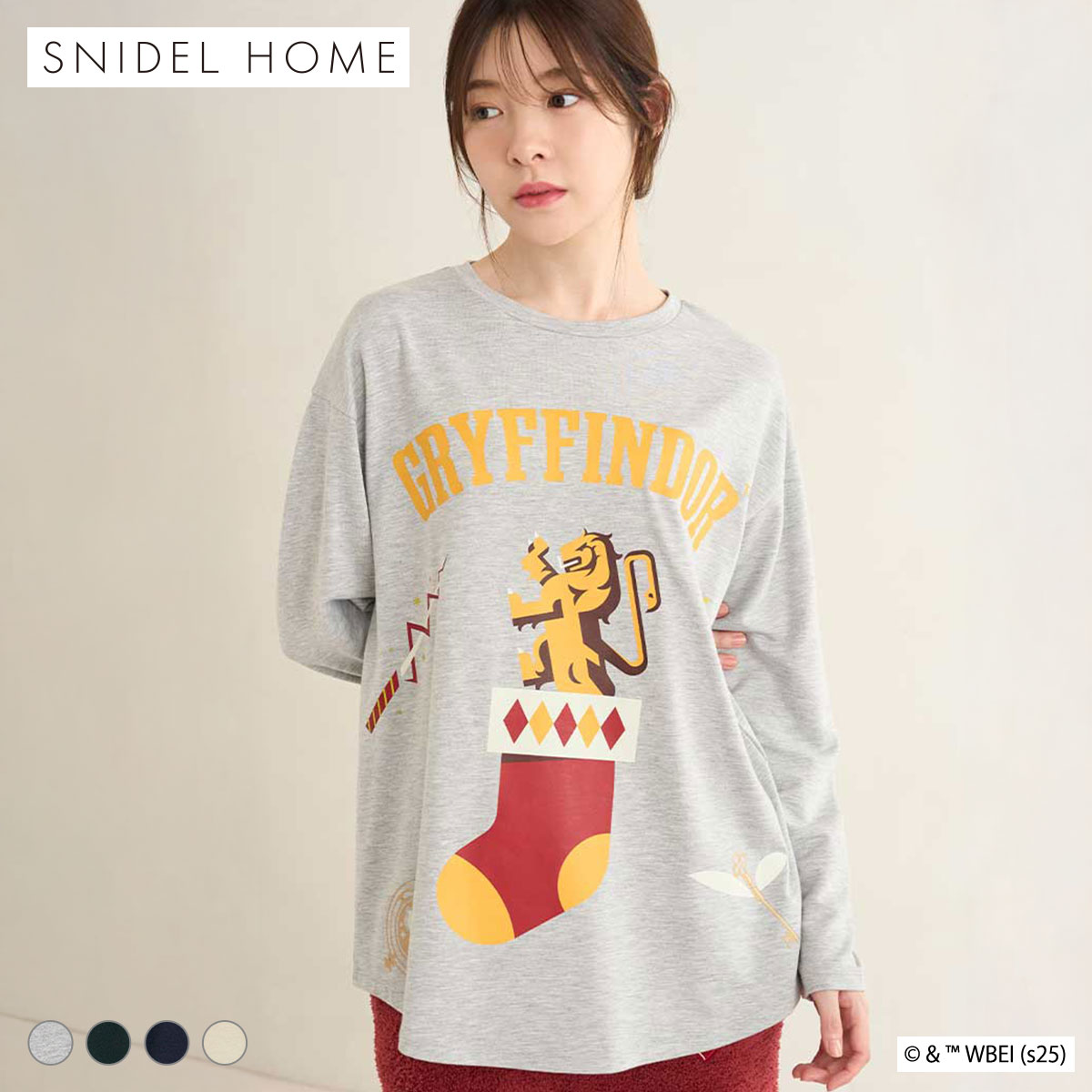 スナイデルホーム Harry Potter ロングTシャツ パジャマ ルームウェア SNIDEL HOME ハリー・ポッター(GY-グレー-Free)