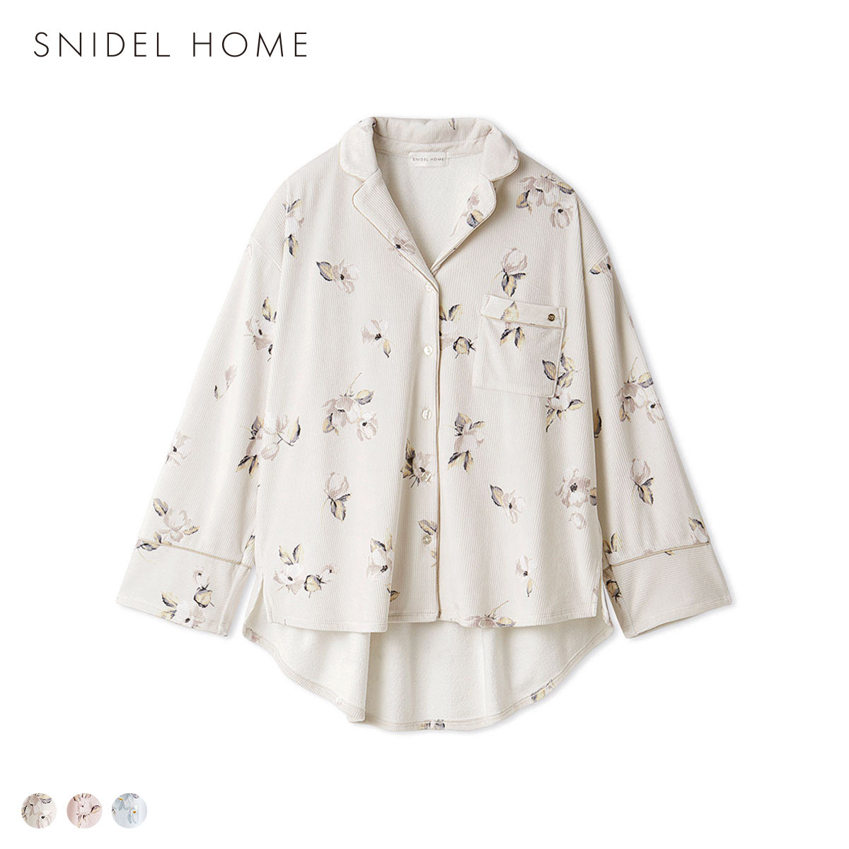 スナイデルホーム リブフリースプリント開襟シャツ SNIDEL HOME(LBE-薄ベージュ-Free)