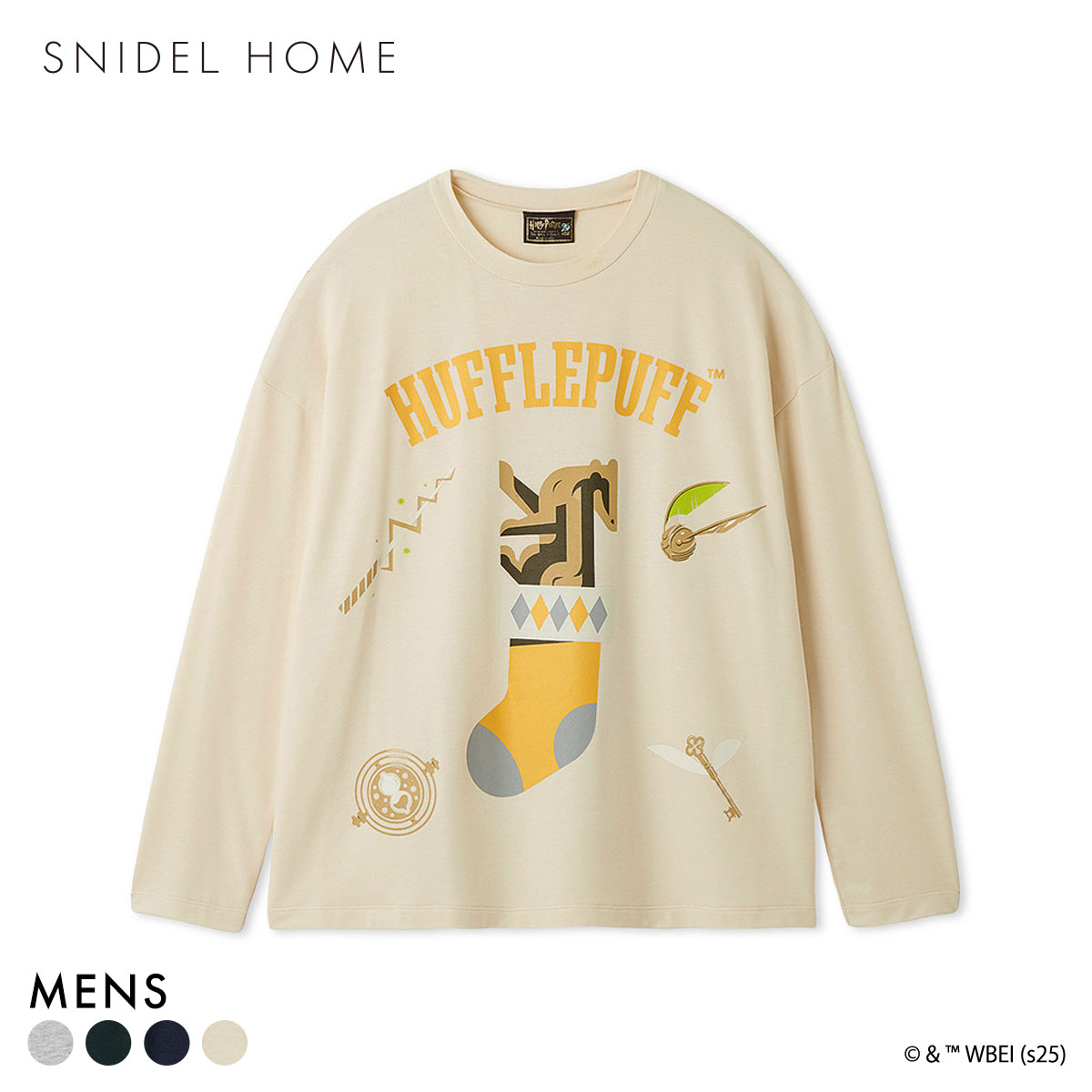 スナイデルホーム Mens Harry Potter モチーフロングTシャツ パジャマ ルームウェア メンズ SNIDEL HOME ハリー・ポッター(IV-アイボリー-Free)